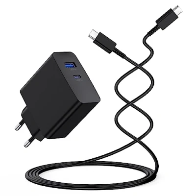 Immagine di 65W Caricatore GaN USB C per Samsung Galaxy S24 S23 Ultra,S22 Ultra,S21 Ultra,S20 Ultra,S23+,S22+,S21+,A52 A34 5G, Tab S6 S9, Book, Caricabatterie Carica Veloce