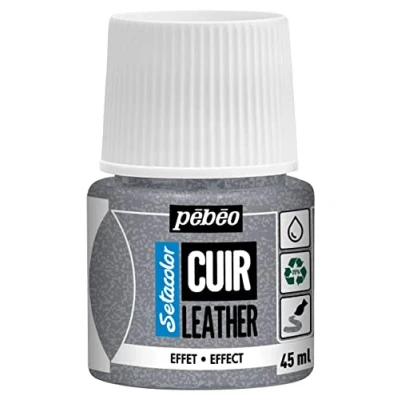Immagine di PEBEO Setacolor Leather Vernice acrilica per pelle e similpelle Borsa personalizzazione, Scarpa, Sneaker Resistenza ai graffi, pieghe, sfregamento Effetto Glitter argento 45 ml