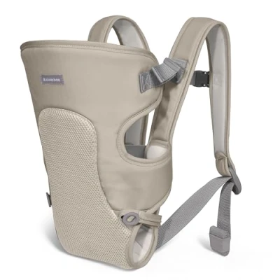 Immagine di KikkaBoo MYRA Marsupio porta bebè, Ergonomico, Spallacci larghi e regolabili, Mani libere, 3 Posizioni di trasporto, fino a 9 kg, Leggero, Rete traspirante, Beige