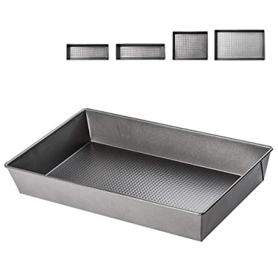 Immagine di Cantura di cottura quadrata kadax con rivestimento non sciolto, forma torta rettangolare in acciaio, per torte, pane tostato, brownie, della scatola,facile da cura, argento (40 x 24 6 cm)