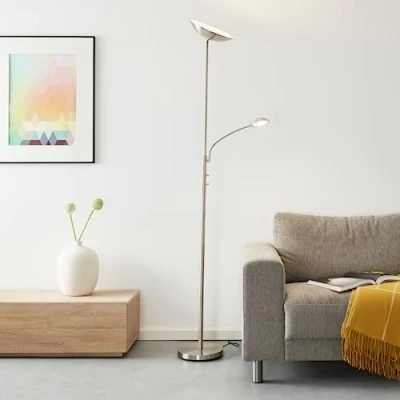 Immagine di Lightbox LED con luce di colore bianco caldo (3000 K) Lampada da terra braccio lettura regolabile e dimmer rotante Ferro metallico Altezza 1,8 m