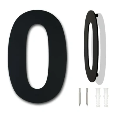 Immagine di Numero civico esterno moderno acciaio inossidabile,altezza 178 mm, placcato nero (Numero 0 Zero)