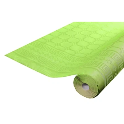 Immagine di Pro Nappe Rif. R480635I 12 tovaglie usa e getta Carta damascata in rotolo 6 m di lunghezza x 1,20 larghezza Colore verde kiwi dal motivo universale chic classico