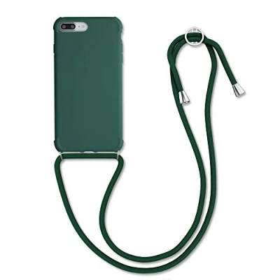 Immagine di kwmobile Custodia Compatibile con Apple iPhone 7 Plus/iPhone 8 Plus Cover Back Case in Silicone TPU Protezione Smartphone Cordino verde scuro
