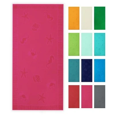 Immagine di ZOLLNER Telo mare 100x200 cm asciugamano da spiaggia delicato sulla pelle e super assorbente lavabile fino a 60C 100% cotone giallo con design animali marini certificato Oeko Tex (R)
