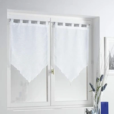 Immagine di Douceur d&#039;Intérieur, Tenda Pompon in poliestere, 2 pz., Bianco (weiß), 90 x 60 cm