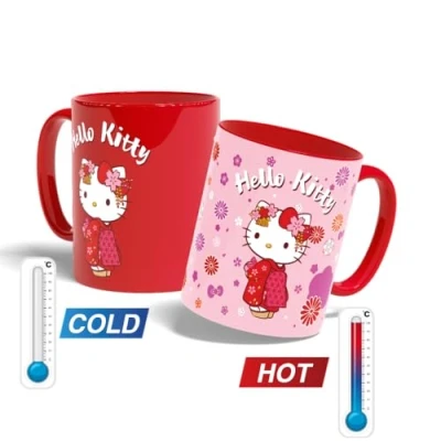 Immagine di Konix Hello Kitty Tazza termoreattiva 320 ml Design con kimono Rosso