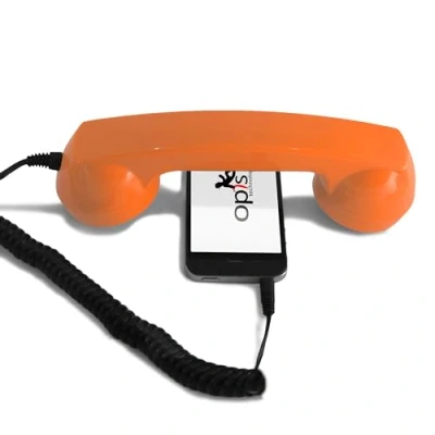 Immagine di Opis 60s Micro (Versione Android) : Cornetta Per Cellulare/Auricolare A Forma Di Cornetta/Cornetta Smartphone/Cornetta Tablet/Cornetta Telefono Arancio/Cornetta Arancia