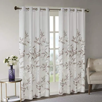 Immagine di Madison Park Cecily Tenda semitrasparente a pannello singolo, stampa botanica, facile da appendere, adatta per aste fino 3,2 cm di diametro, 127 x 213 cm, colore: malva
