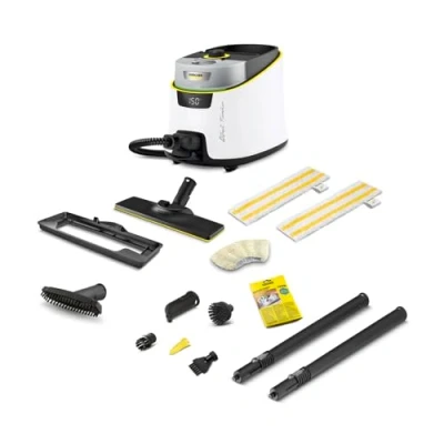Immagine di Kärcher Pulitore a Vapore SC 5 Deluxe Signature Line con funzione VapoHydro, Pressione 4 bar, Si Riscalda in 3 min, Area di lavoro 130 m² serbatoio 0,5 l + 1,3 l, Set Pavimenti, Ugelli e Spazzole