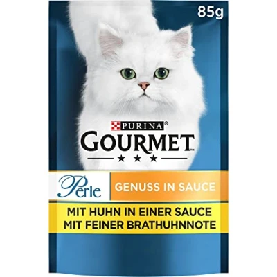 Immagine di Gourmet Perle di piacere in salsa cibo per gatti bagnato con pollo, confezione da 26 (26 x 85 g)