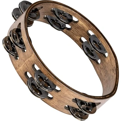 Immagine di Meinl Percussion CTA2WB, Tamburello in legno, con sonagli acciaio INOX, su 2 file, Diametro 20.3 cm, 8&#039;&#039;, marrone noce