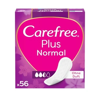 Immagine di Carefree salvaslip Plus Normal con profumo leggero (56 pezzi), super assorbenti per includere istantaneamente i liquidi, taglia normale