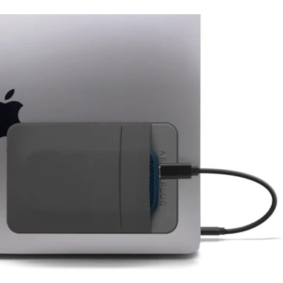Immagine di Custodia Afterplug a 2 tasche per laptop con adesivo riutilizzabile SSD esterno portatile SanDisk Extreme Pro, Samsung T5/ T7, Crucial X8, Magic Mouse, Gray
