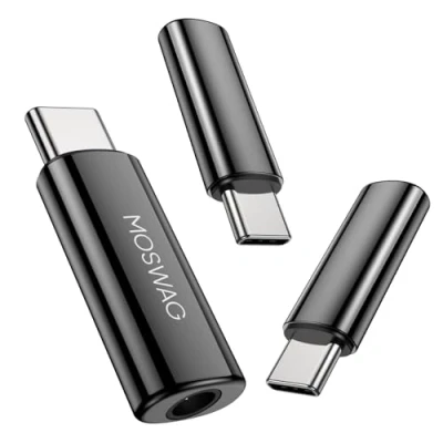 Immagine di MOSWAG Adattatore per cuffie da USB C a Jack 3,5 mm tipo Dongle audio Aux Mic Hi Res DAC Chip Compatibile con Samsung Galaxy S23 S22 Pixel 7/6 iPad Pro/Air/Mini Oneplus 10 Pro