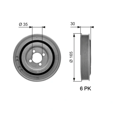 Immagine di GATES TVD1032 Puleggia Albero Motore 165 senza accessori FleetRunner Micro V Stretch Fit FIAT: Punto II Hatchback, Grande Hatchback