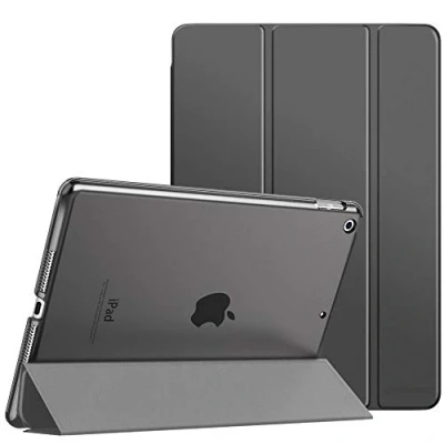 Immagine di MoKo Cover per Nuovo iPad 9 2021 / 8 2020 7 2019, 10.2 Pollici Case Ultra Sottile Leggero Custodia in Tri Fold Auto Sveglia/Sonno con Retro Semi Trasparente Rigido Grigio Siderale