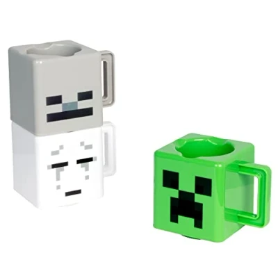 Immagine di Paladone Tazze da Caffè Impilabili Minecraft Set di 3 Ufficiali, Design Creeper, Skeleton &amp; Ghast, Regalo per Gamer Minecraft, 250ml ciascuna