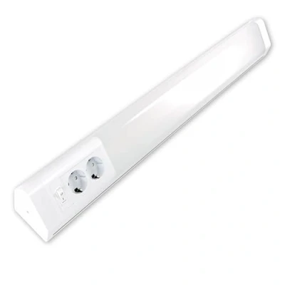 Immagine di REV Penta Lampada LED sottopensile con Doppia Presa e Interruttore, 15 W, 76 cm, Bianco