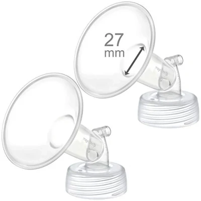 Immagine di 2 x 27 mm Maymom Parti per pompa a collo largo Spectra S1/S2, con flangia largo; non originali; ricambio Shield (flangia Spectra) (27 due flangie),Parti della