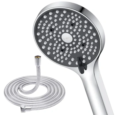 Immagine di YEAUPE soffione doccia con Tubo 1.6m Anticalcare, Grande 6 tipi di getti, ad alta pressione, cromato