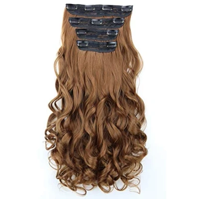 Immagine di CAISHA XXL 60cm 4 pezzi Set completo di testa Clip nelle estensioni dei capelli Hairpiece Resistente al calore marrone chiaro #12B CES304 1