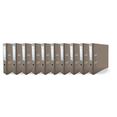 Immagine di Netuno 10 raccoglitori formato A4 marrone cacao lucido 7,5 cm Ekobox Premium Edition meccanismo a 2 anelli raccoglitore in cartone ecologico riciclato per archivio ufficio faldoni portadocumenti