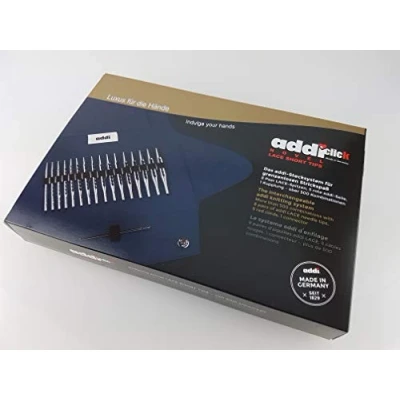Immagine di Addi Click Novel Lace Short Tip Set 8 PRS, 5 Corde, 1 connettore, Metallo, Blu, Oro, Rosso, Oine Size