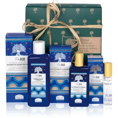 Immagine di Helan, W Oud Cofanetto Regalo Donna con Profumo Note Speziate 10 ml + Shampoo Bagnoschiuma Corpo e Capelli Olio Capelli, Viso Profumato Vitamina di Mandorle Dolci 50