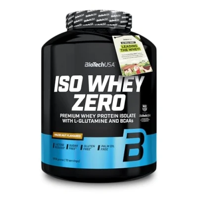 Immagine di BioTechUSA Iso Whey Zero Premium Protein Isolate Grass Fed Enzyme Free Sugar and Gluten free, 1816 g, Nocciola