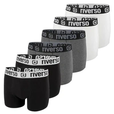 Immagine di riverso RIVOle, boxer da uomo, confezione 6 pezzi, biancheria intima, stile retrò, elasticizzati, nero, grigio, blu, bianco, verde, rosso, arancione, giallo, S, M, L, XL, XXL, 3XL, 4XL, 5XL,