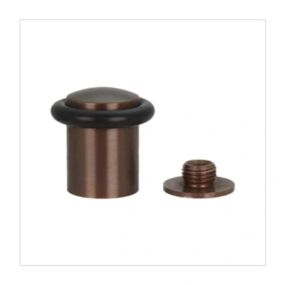 Immagine di Fermaporta 34 x 35 mm Base filettata Ottone finitura rustica Include vite + tassello di fissaggio EVI Hardware Mod. I 10824X35