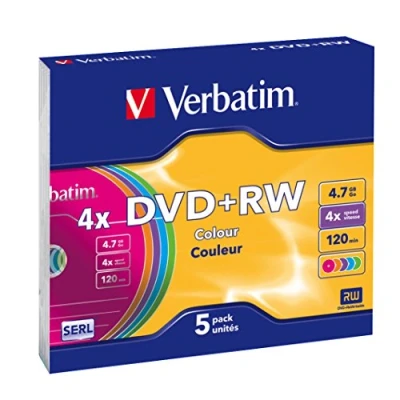 Immagine di Verbatim 43297 DVD+RW vergine 4.7 GB 5 pz. Slim case colorato