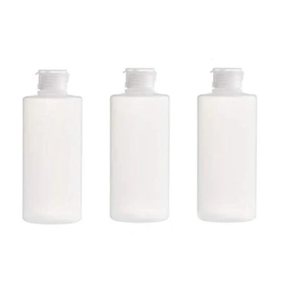 Immagine di 3 bottiglie da 200 ml in plastica trasparente vuota viaggio con tappo a flip bottiglia spremibile e ricaricabile contenitore per shampoo lavaggio del corpo, lozione, Trasparente,
