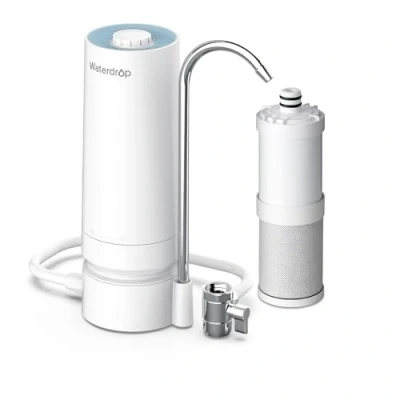Immagine di [Ultra Filtrazione] Waterdrop Filtro dell&#039;Acqua da Banco, Promemoria della Durata del Filtro, 4000 Galloni, Riduce i Metalli Pesanti, il Cattivi Odore e 99% Cloro (1 Incluso) WD CTF 07