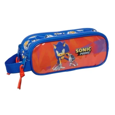Immagine di Sonic Prime astuccio doppio per bambini, ideale bambini in età scolastica, comodo e versatile, qualità resistenza, 21 x 6 8 cm, colore blu, Estándar, Casual