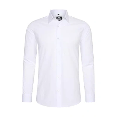 Immagine di Rusty Neal Camicia da uomo di alta qualità, slim fit, a maniche lunghe, elasticizzata, contrasto, per il tempo libero, bianco, L