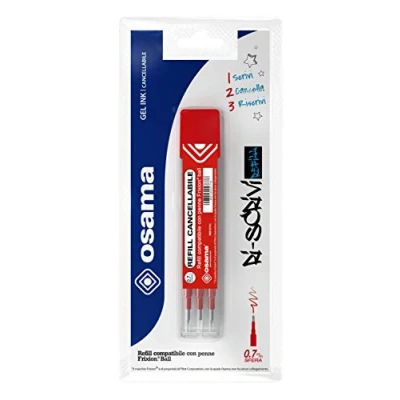 Immagine di OSAMA Ricarica Penne Cancellabili per Scuola Elementare, Medie, Superiori, Kit 3 Pezzi a Sfera, 0.7 mm Refill Gel Compatibile con Frixion Ball Ricariche Penna Cancellabile, Rosso