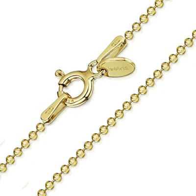 Immagine di Amberta® Gioielli Collanina Catenina Argento Sterling 925 Placcato Oro 18K Modello Sfere Diamantate Larghezza 1.2 mm Lunghezza: 40 45 50 55 60 70 cm (50cm)