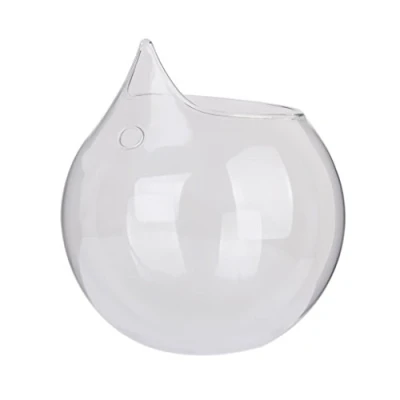 Immagine di Vaso in vetro trasparente di forma sferica, da appendere, diametro dell’apertura 5,5 cm, per piante e fiori