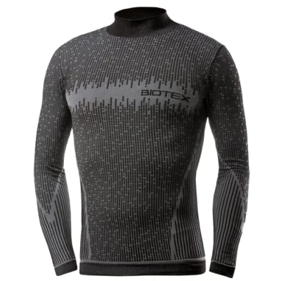 Immagine di Biotex Lupetto 3D per Ciclismo e Running, Intimo Tecnico Sportivo con Lavorazione Termica, Maglia a Manica Lunga Collo Alto, Nero, Taglia II (M/L)