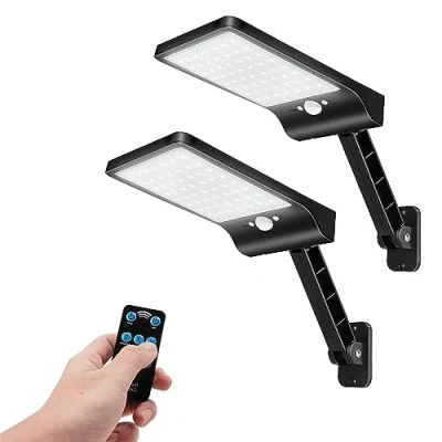 Immagine di COLBOR Luce Solare Led Esterno, 56LED Lampada da Esterno con Sensore di Movimento 3 Mode IP65 Impermeabile Faretto Potenti Telecomando (Nero), Faro