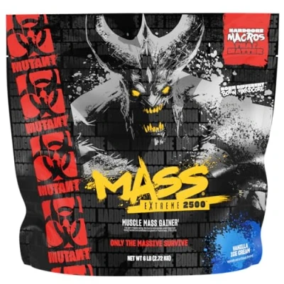 Immagine di Mutant Mass Extreme Gainer Whey Protein Powder, Build Muscle Size &amp; Strength with High Density Clean Calories, 6 lbs. (2.72 kg) (Cookies and Cream)