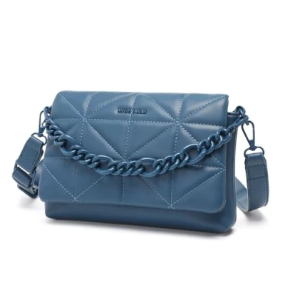 Immagine di Miss Lulu Piccole Borse a Tracolla per Donne, Imbottite Classiche Morbide con Cinturino Largo, Borsa Spalla Impermeabile in Pelle PU Cellulare come Regalo Ragazze (Blu classico)