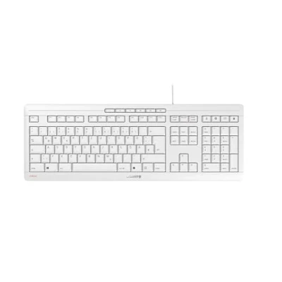 Immagine di CHERRY STREAM KEYBOARD, Tastiera con filo, Layout per i paesi nordici (QWERTY), Battitura silenziosa dei tasti, Sensazione di digitazione unica, Design piatto, Colore bianco grigio