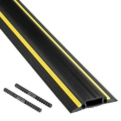 Immagine di D Line FC83H/9M Canalina Pavimento, Canalette Elettriche, Passacavi Calpestabile, Passacavo a Pavimento Cavità per cavi = 30mm (Larghezza) x 10mm (Altezza) 9m Lunghezza Nero e Giallo