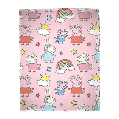 Immagine di Character World Coperta in pile con licenza ufficiale Peppa Pig, super morbida, calda, design rosa, perfetta per casa, camera da letto, pigiama party e campeggio, 100 x 150 cm