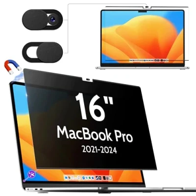 Immagine di Makinda Filtro per la privacy magnetico MacBook Pro da 16 pollici (2021 2024, M4, M3, M2, M1 Pro/Max), rimovibile Anti Spia/Blu Luce Protezione Schermo Mac 16.2&quot;