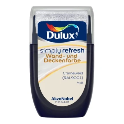 Immagine di Dulux Simply Refresh Pittura per parete e soffitto Crema Bianco RAL9001 Tester 30 ml