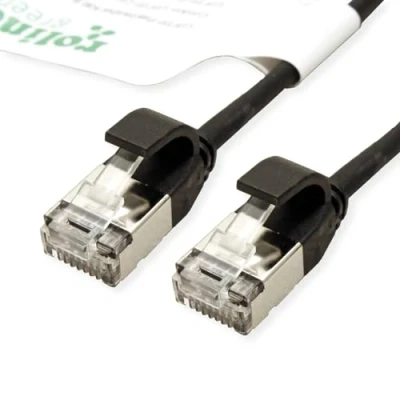 Immagine di Roline green 21.44.3353 RJ45 cavo di rete, patch CAT 6A U/FTP 1.00 m Nero non schermato, Privo alogeni, Ritardante fiamma 1 pz.